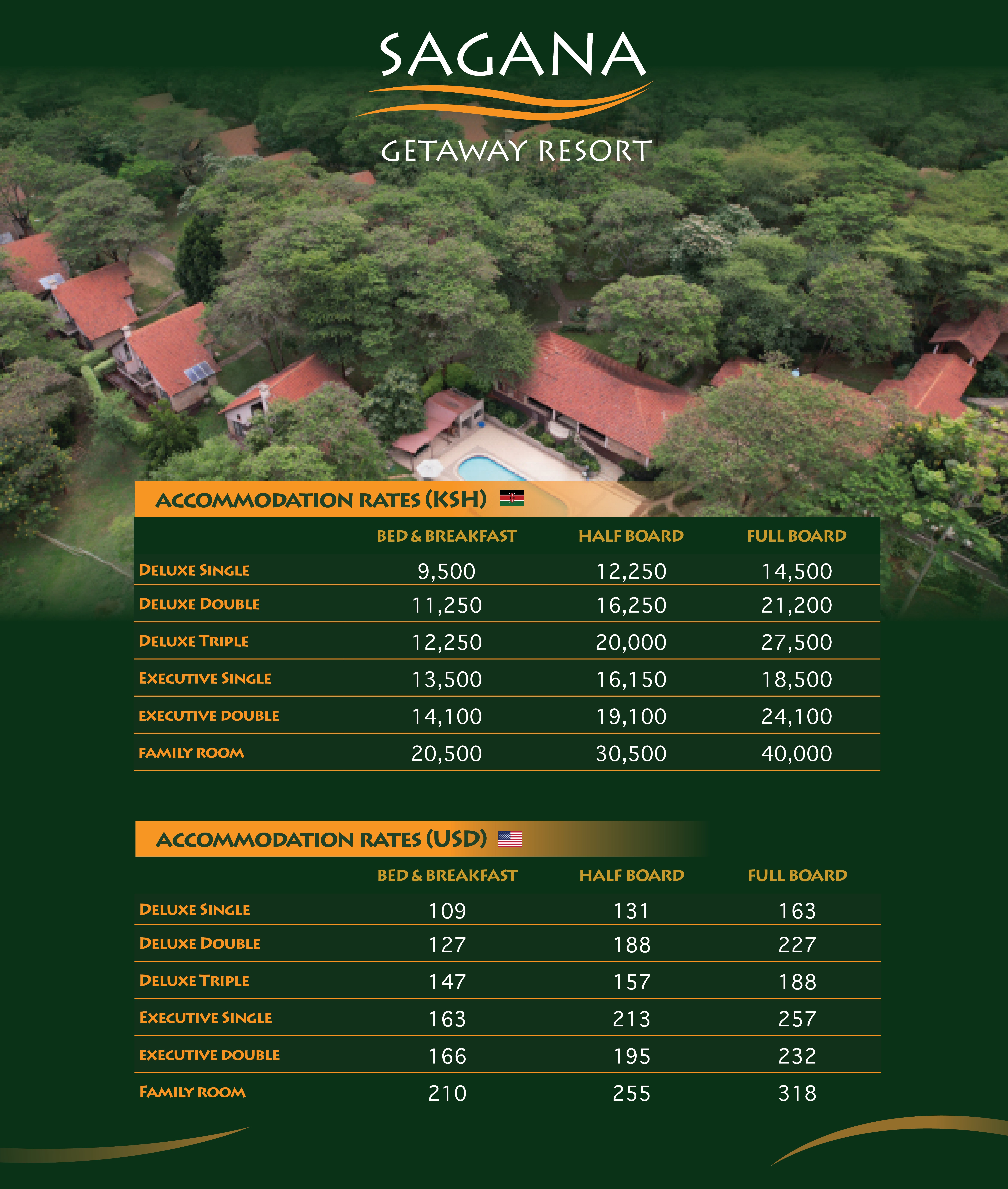 Sagana Getaway 2026 Rates